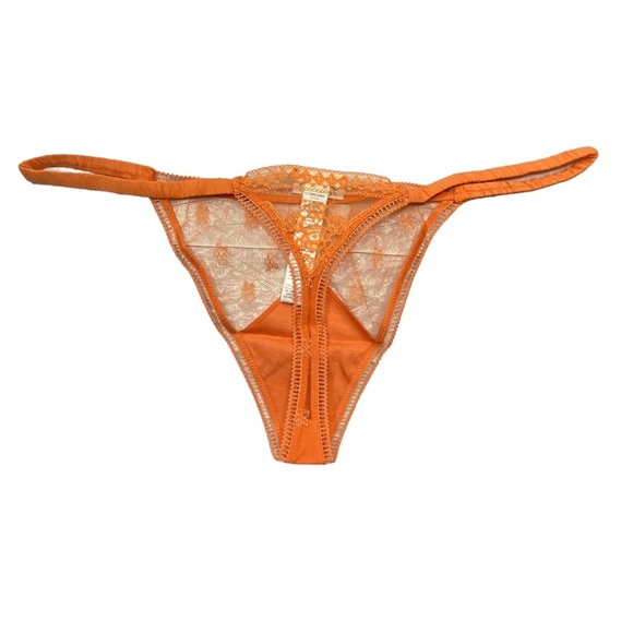 LA PERLA LACE THONG FLORAL LACE THONG ORANGE L - Picture 2 of 12